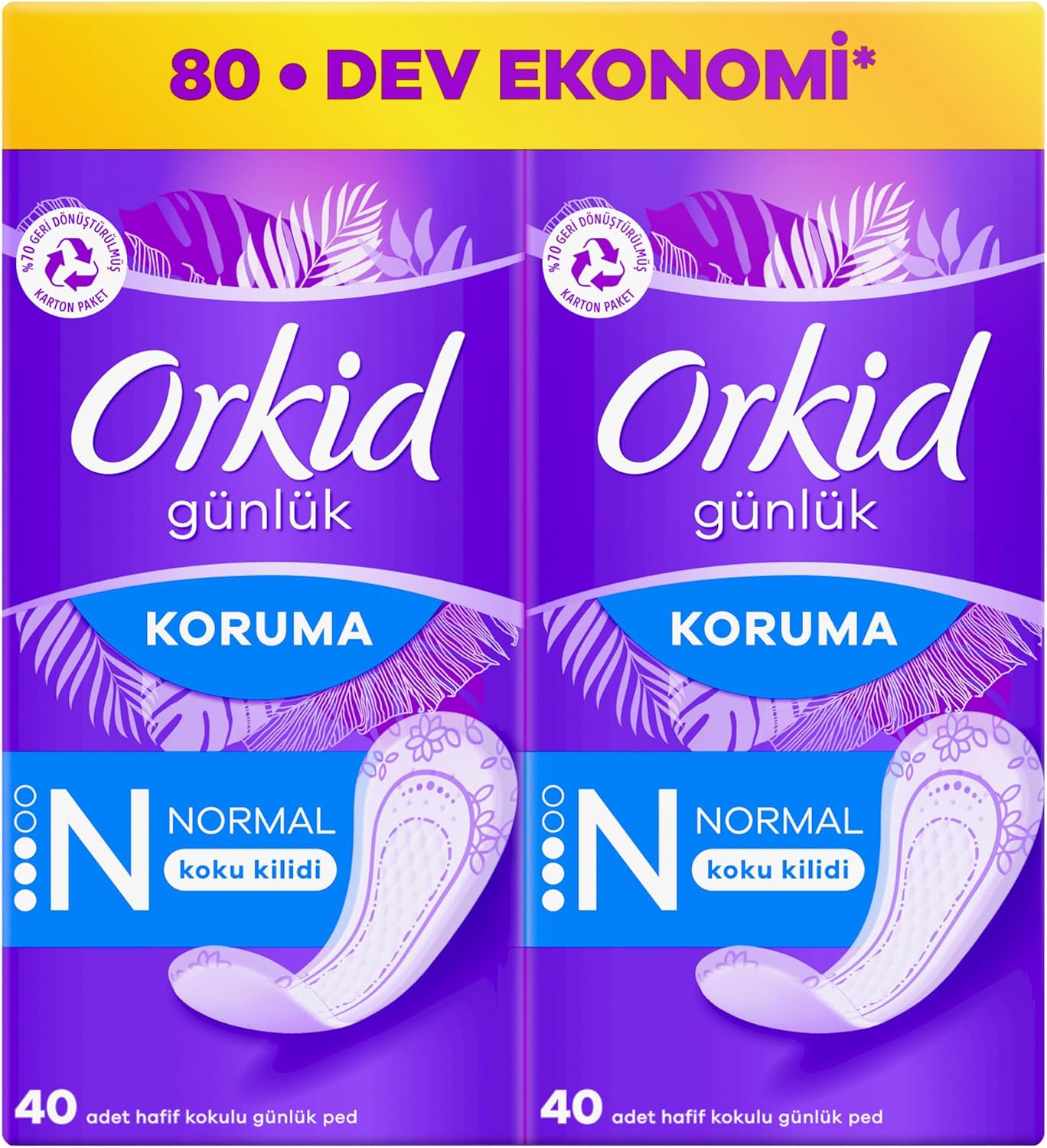 Orkid Günlük Ped Normal Dev Ekonomi Paket 80 Adet Ped