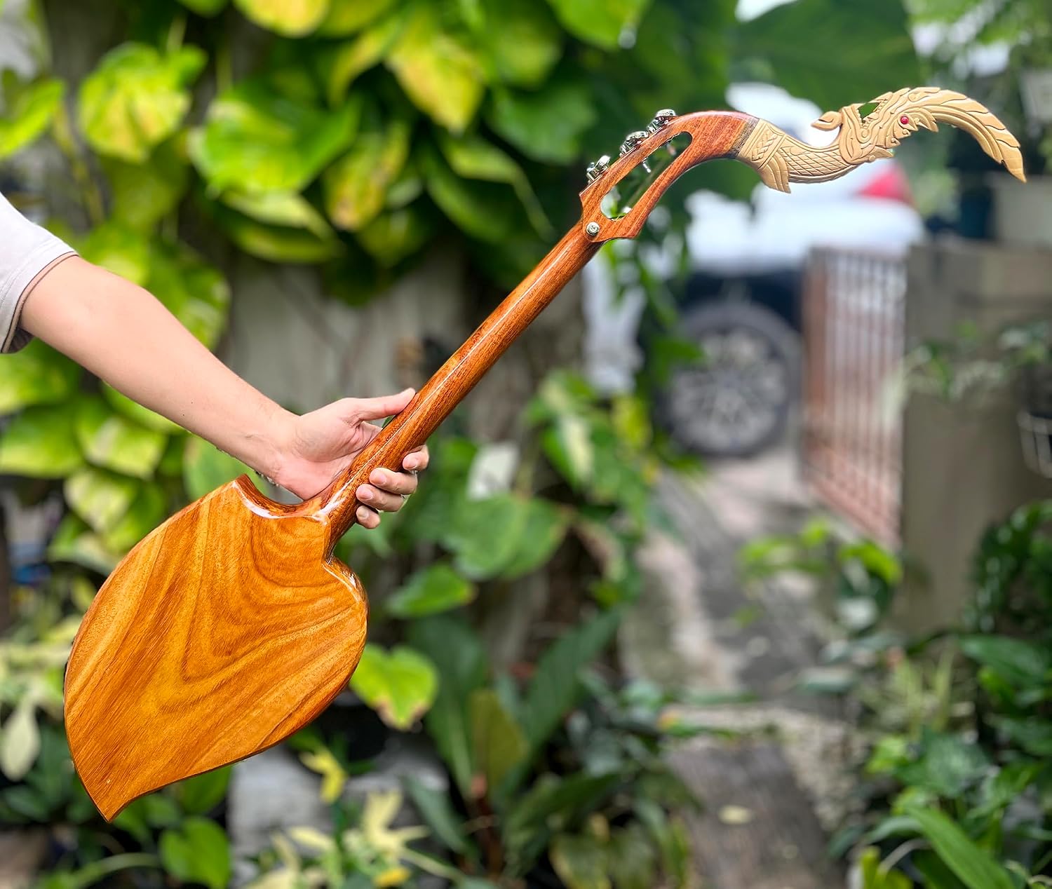 Traditional Thai Isan Pin – Handmade Thai Phin (Lao Lute), 3-String Acoustic Electric Folk Guitar Instrument PP106