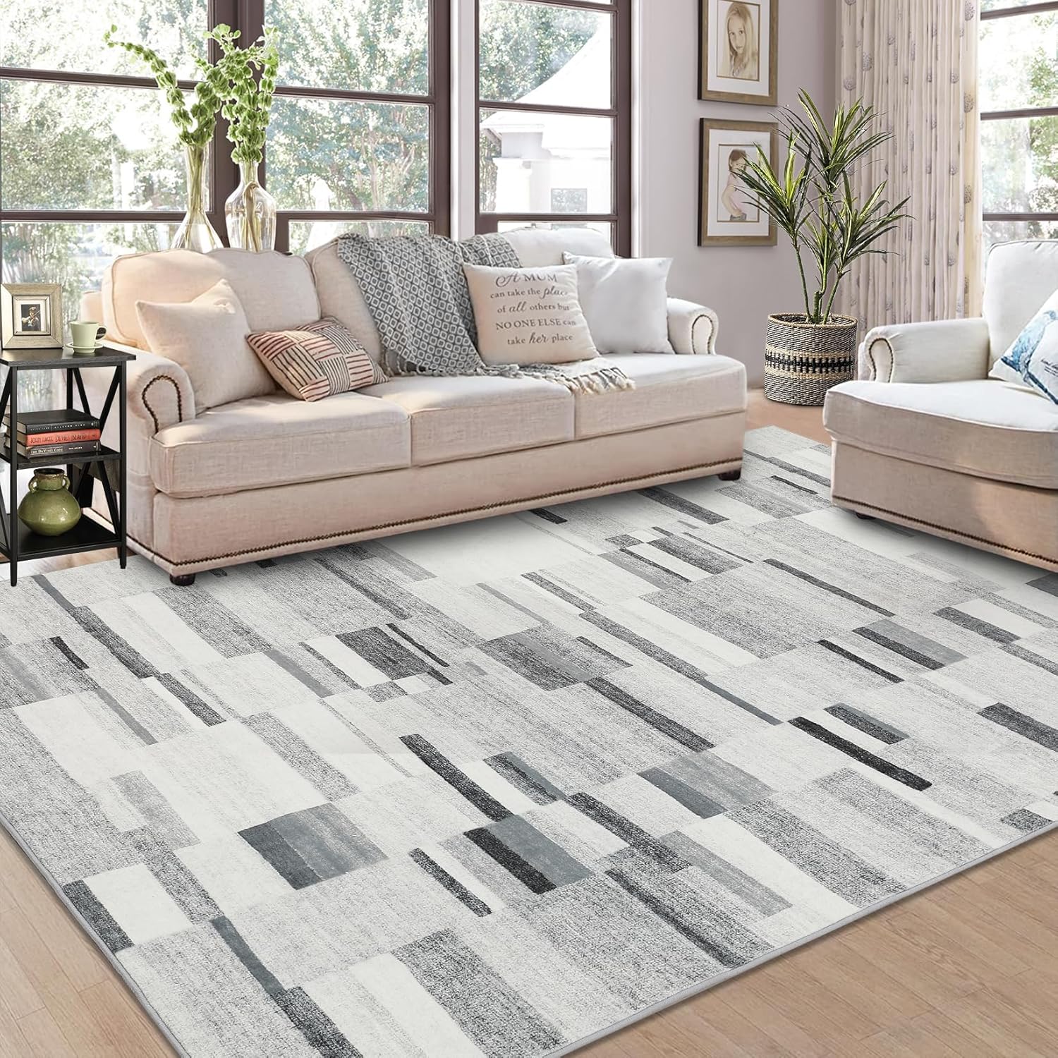 FairOnly 9x12 Rug Washable Rug Modern Abstract Checkered