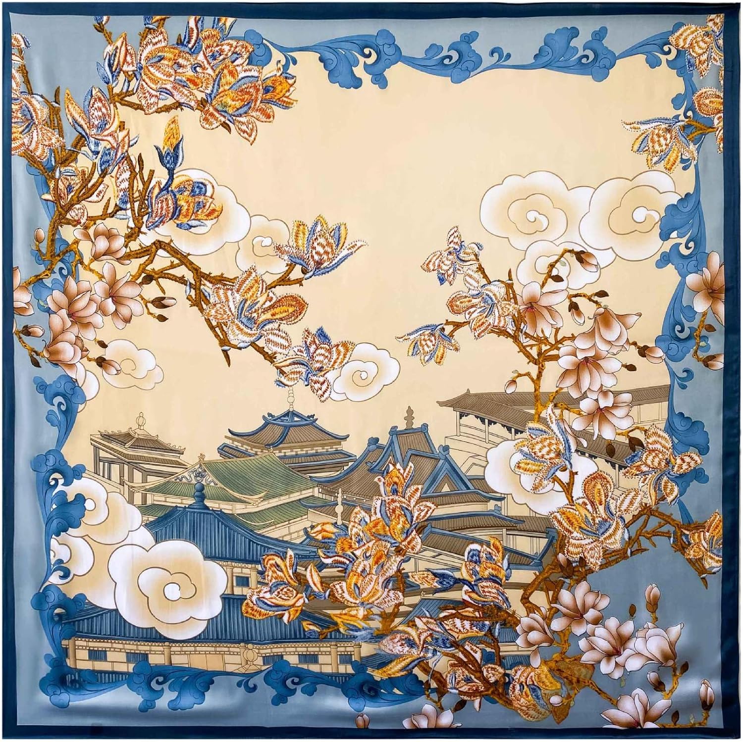 K-Elewon Large Square Scarf 43" Silk Scarf Fashion Scarves Silk Feeling Hair Wrapping Scarfs Night Sleeping Headscarf