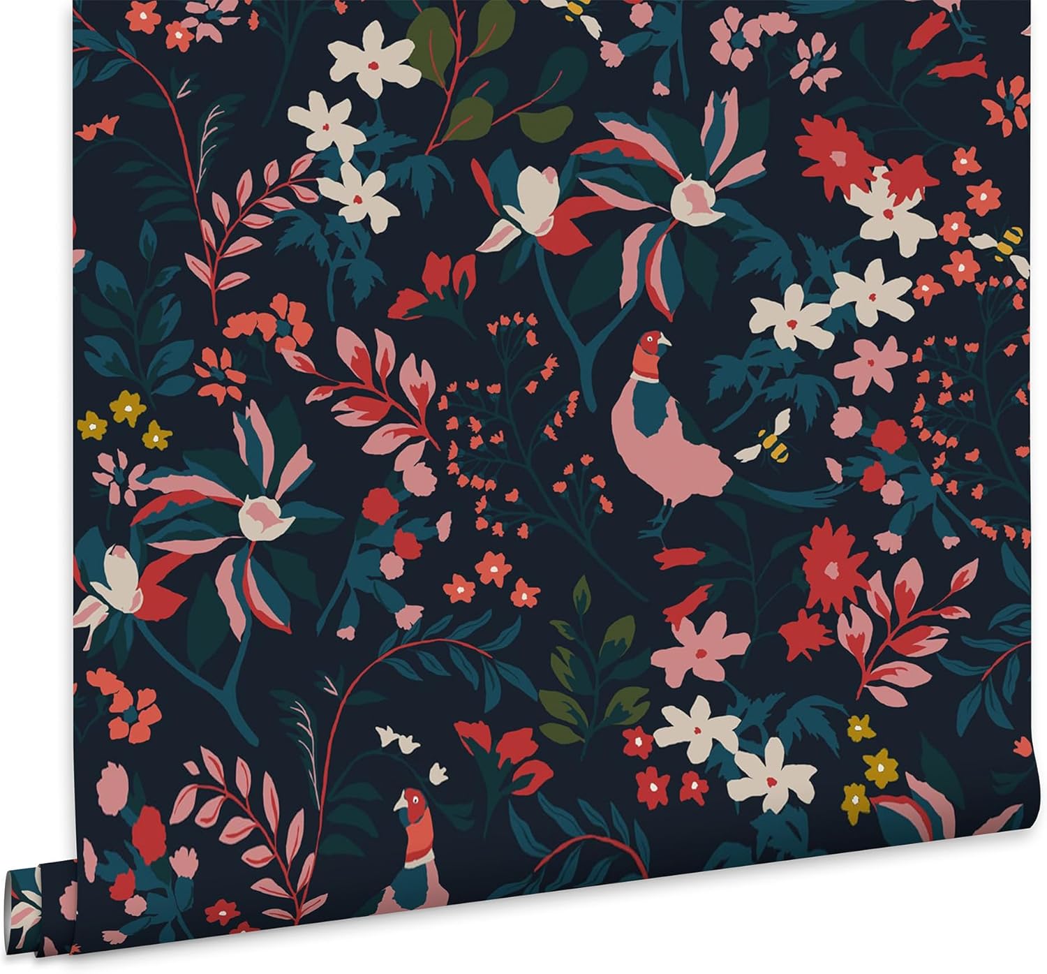 Joules Fields Edge Floral French Navy Wallpaper