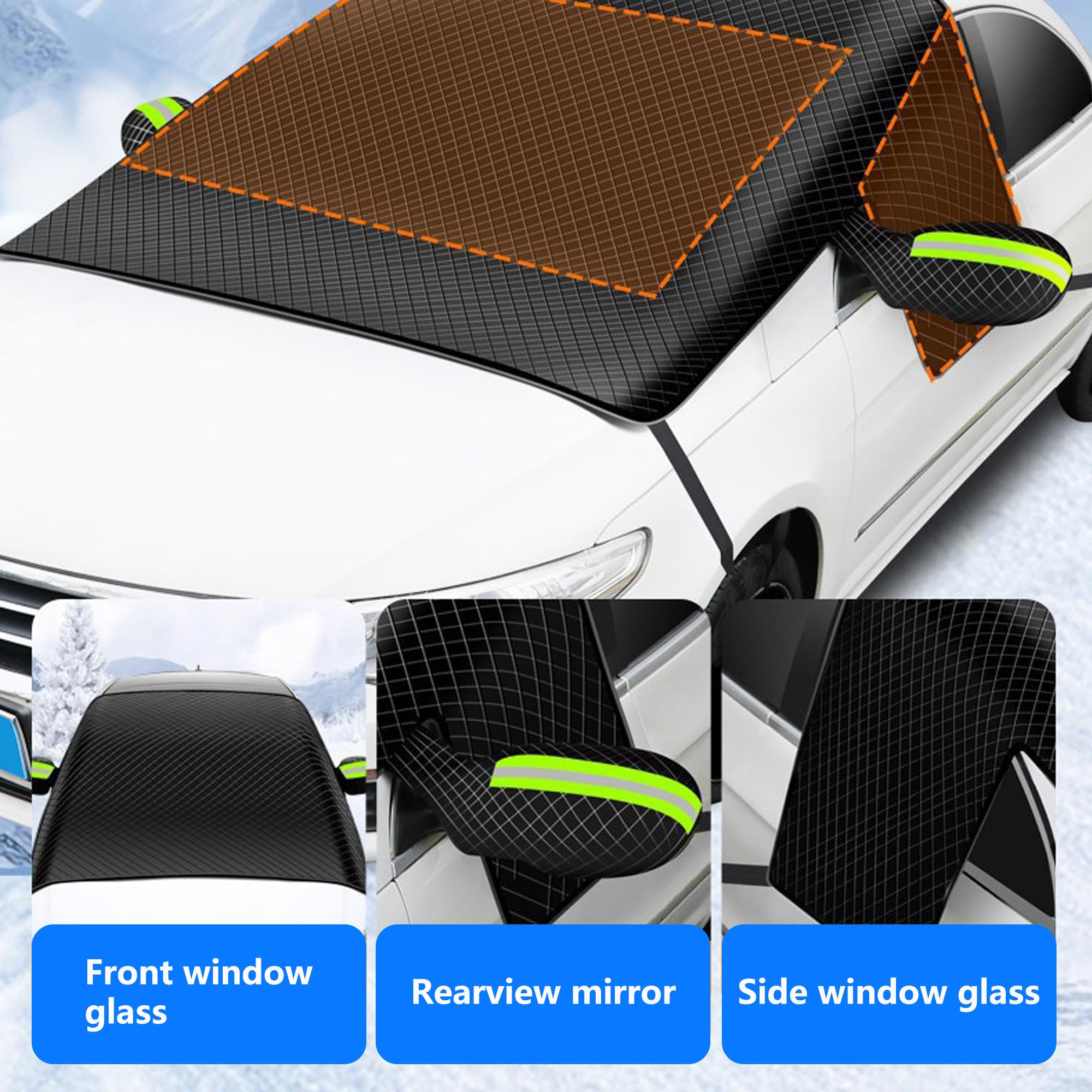 Copertura per Parabrezza Auto Copri Parabrezza per Auto Copertura Protettiva Resistente all'Acqua Neve Polvere Ghiaccio Gelo UV,Formato Flessibile per SUV Camion Auto Grande o Piccolo