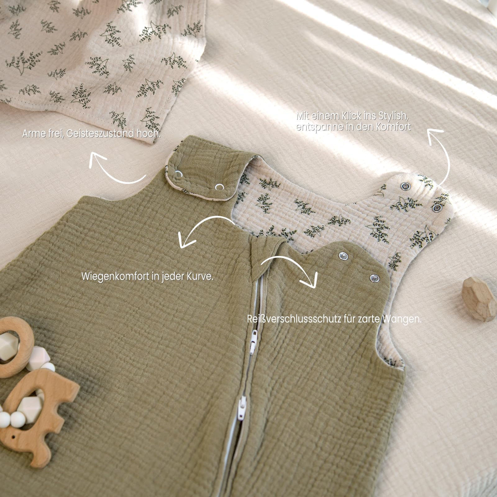 lulumoon Gigoteuse bébé de 3 à 9 Mois : Gigoteuse en Mousseline pour garçons et Filles ; Gigoteuse bébé en Coton pour Chambre d'enfant de 70 cm, Toute l'année