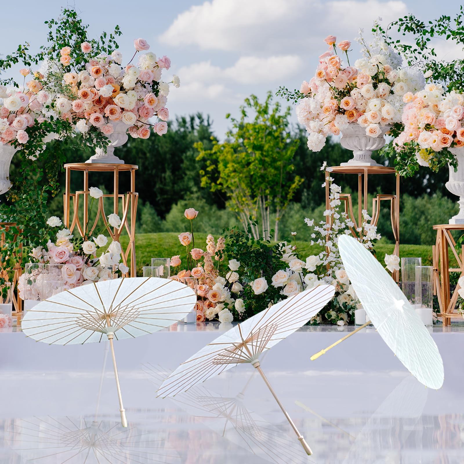 Papierschirme aus weißem Papier, chinesischer japanischer Regenschirm, handgefertigt, geöltes Papier, DIY, Malerei, dekorative Regenschirme für Hochzeit, Brautparty, Dekoration, 84 cm
