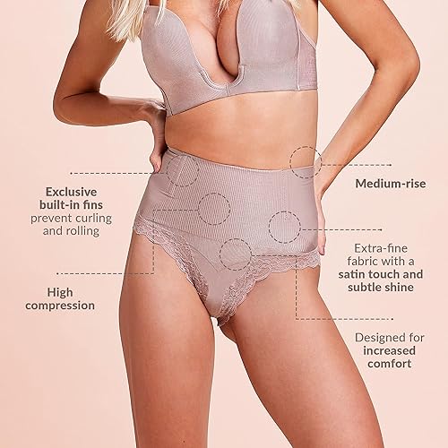 Miniatura 2 de PLIE - Bragas moldeadoras con purpurina para mujer, doble tela en la zona del vientre, aletas únicas que evitan que el producto se enrolle