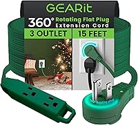 Vista 34 de GEARit Cable de extensión de enchufe plano giratorio de 360° (4.57 m, blanco) Extensión múltiple de 3 tomas de corriente, cable de 16 AWG, adaptador