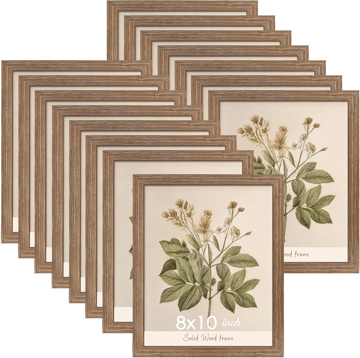 15 Pack Solid Wood 8x10 Picture Frames Black, Wall Mounted or Tabletop Standing
