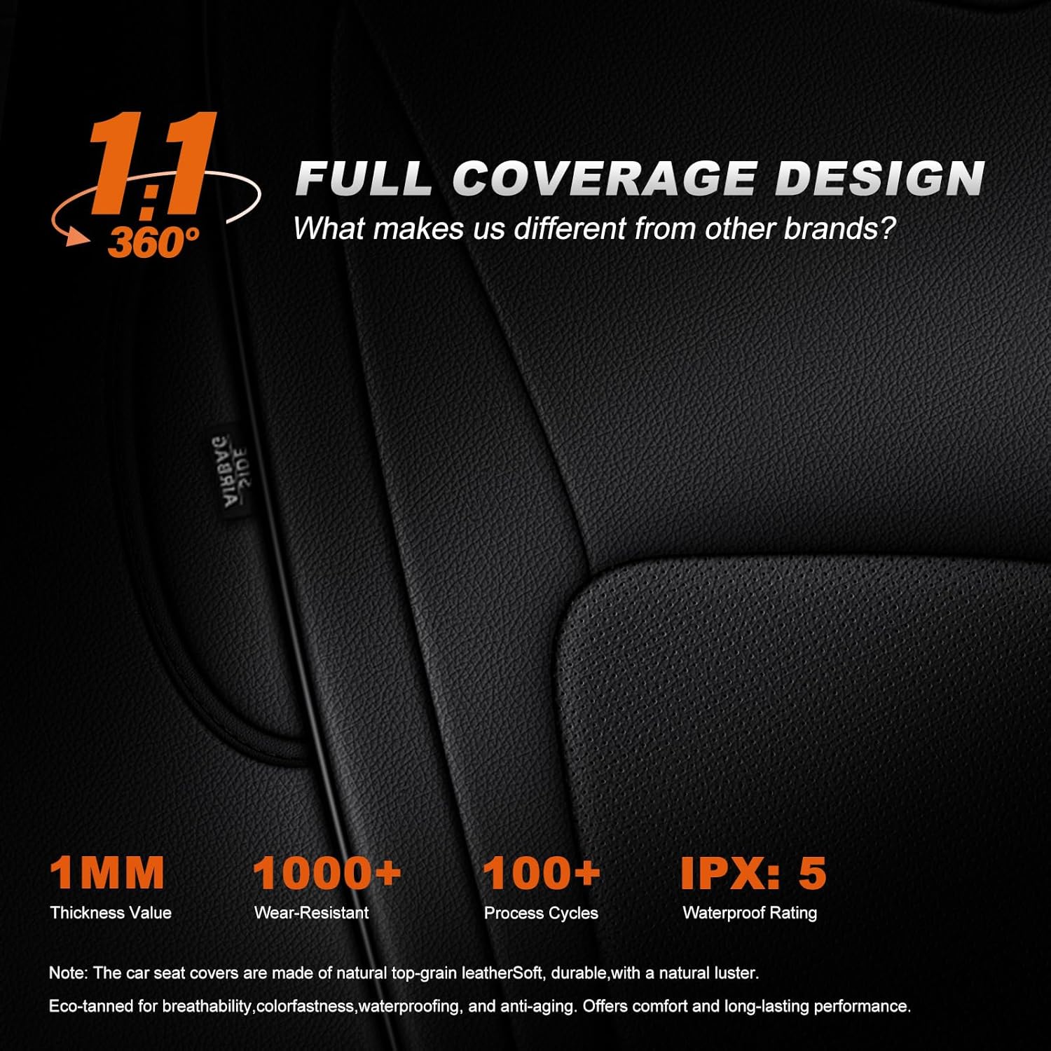 AOMSAZTO Custom Fit Seat Covers for Chevy Colorado & GMC Canyon 2023 2024 2025 2026 Faux Leather Crew Cab Only Full Set 5 Seats, Black