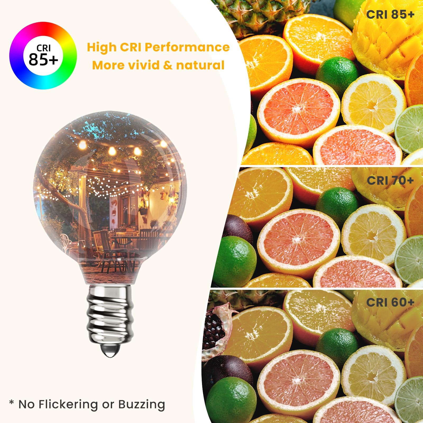 Svater G40 LED Lampadina di ricambio per Catena Luminosa Lampadine E12 Edison Stile Vintage Luce Caldo Giallo 2700K Filamento 1W Plastica Angolo 360 Gradi Dimmerabile Confezione da 25