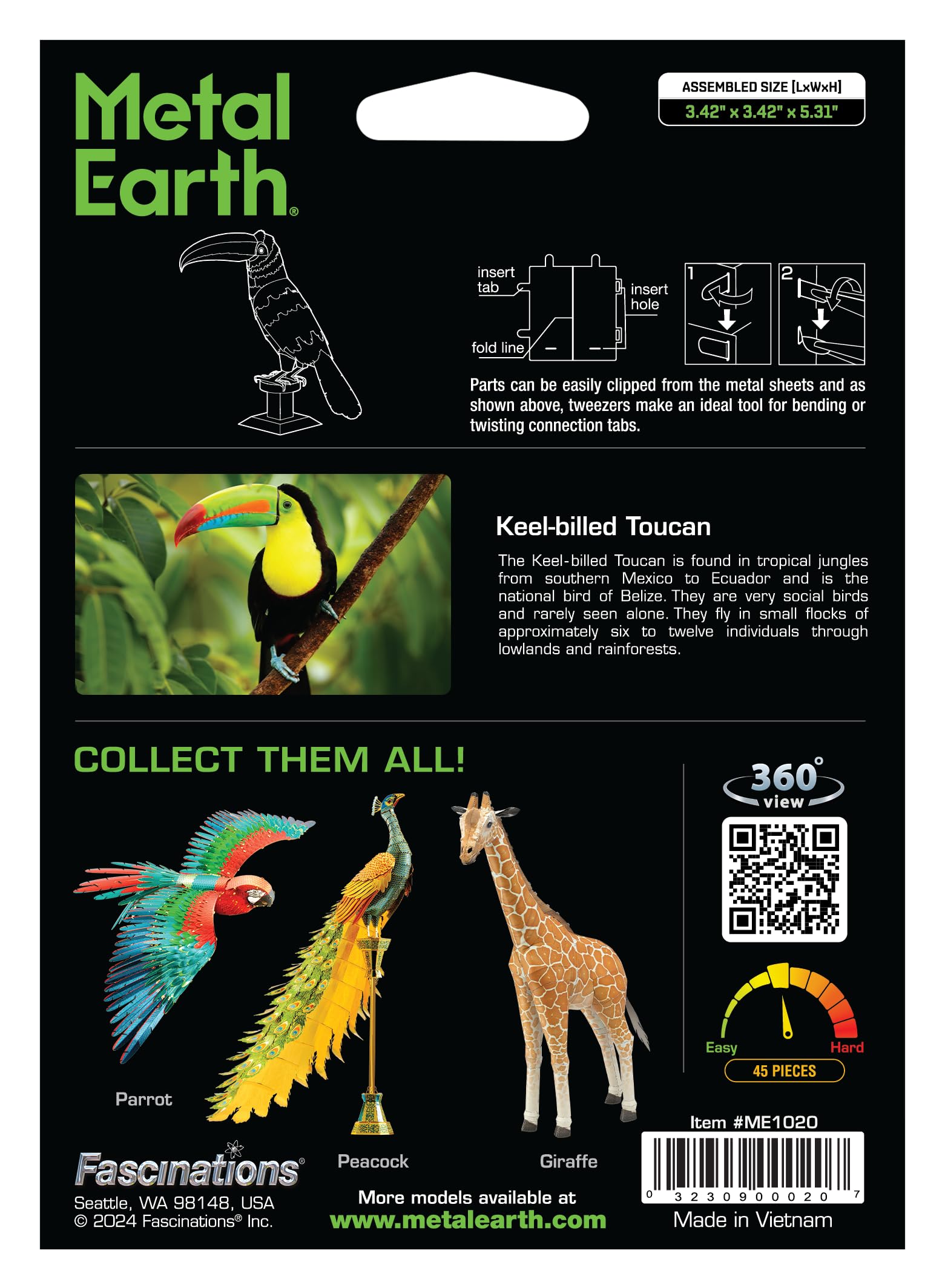 Metal Earth Keel Billed Toucan 3D Metal Model Kit Fascinations - Image 7