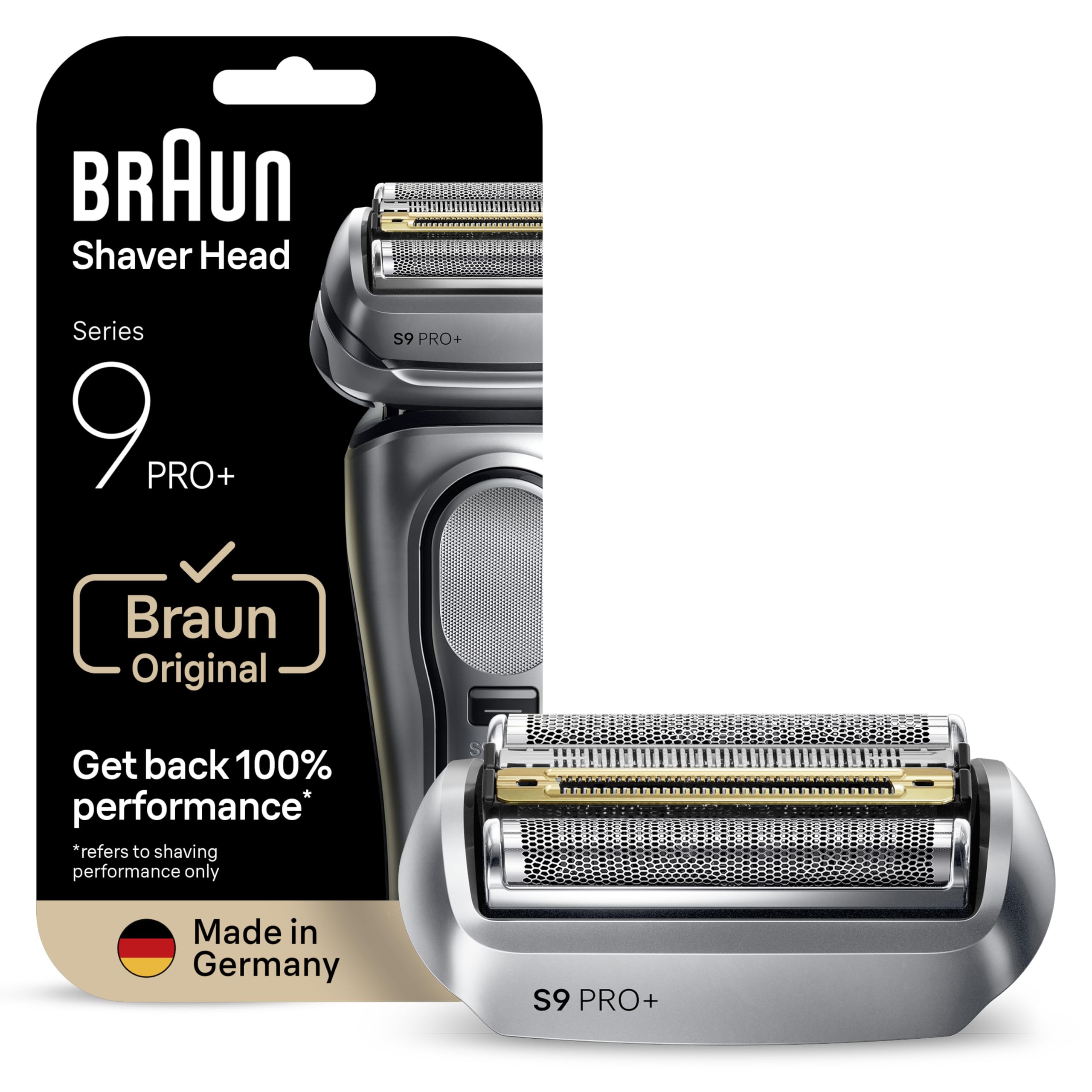 Braun Elektrorasierer Scherkopf Series 9 PRO+, 96M, Silber - Original Ersatzscherteil vom Hersteller, Hol dir 100 Prozent Leistung Zurück, Kompatibel mit allen Braun S9-Rasierern