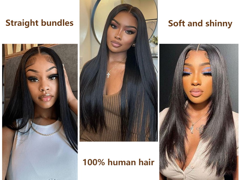 Amazon.com : Straight Bundles Human Hair 16 16 16 Inch  display picture 1
