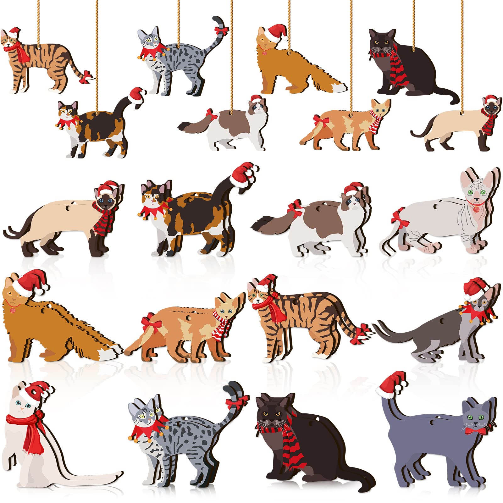 Yalikop 24 Pcs Christmas Wooden Ornaments