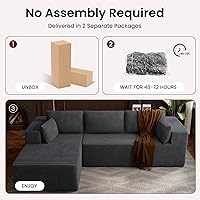 Vista 6 de Sofás seccionales sin hueso de 106 pulgadas para sala de estar, sofá modular en forma de L con asiento profundo de gran tamaño orientado a la Gris