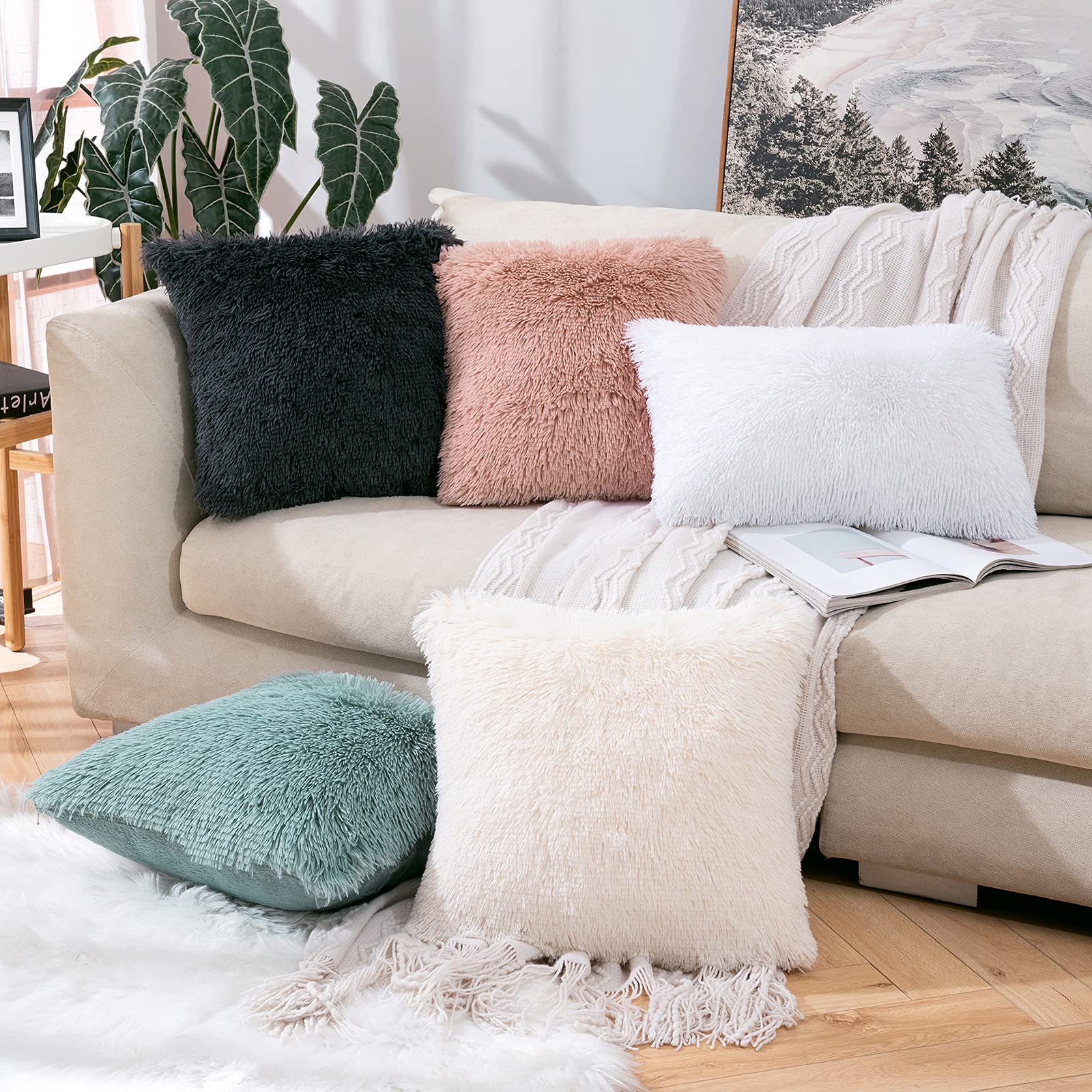 MIULEE Federe Cuscini 2 Pezzi 45x45 Cm - Morbido Velluto Beige Per Divano E Letto, Eleganti E Lavabili