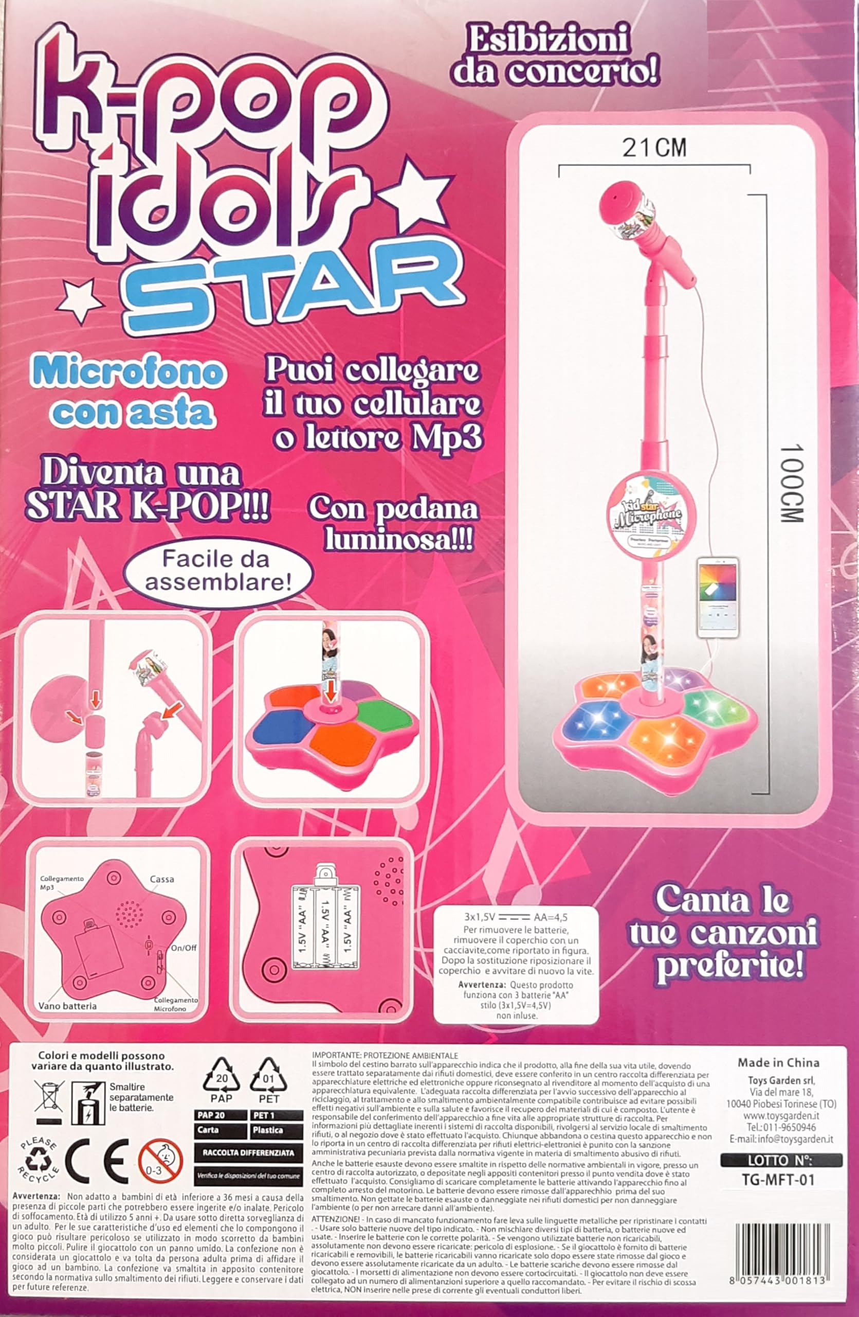 Microphone karaoké K pop Idols Stars Rumi Mira Zoeycon perche réglable connexion MP3/smartphone, jouet pour filles 100 cm, lumières + lot de 3 poupées H 30 cm – Idée cadeau