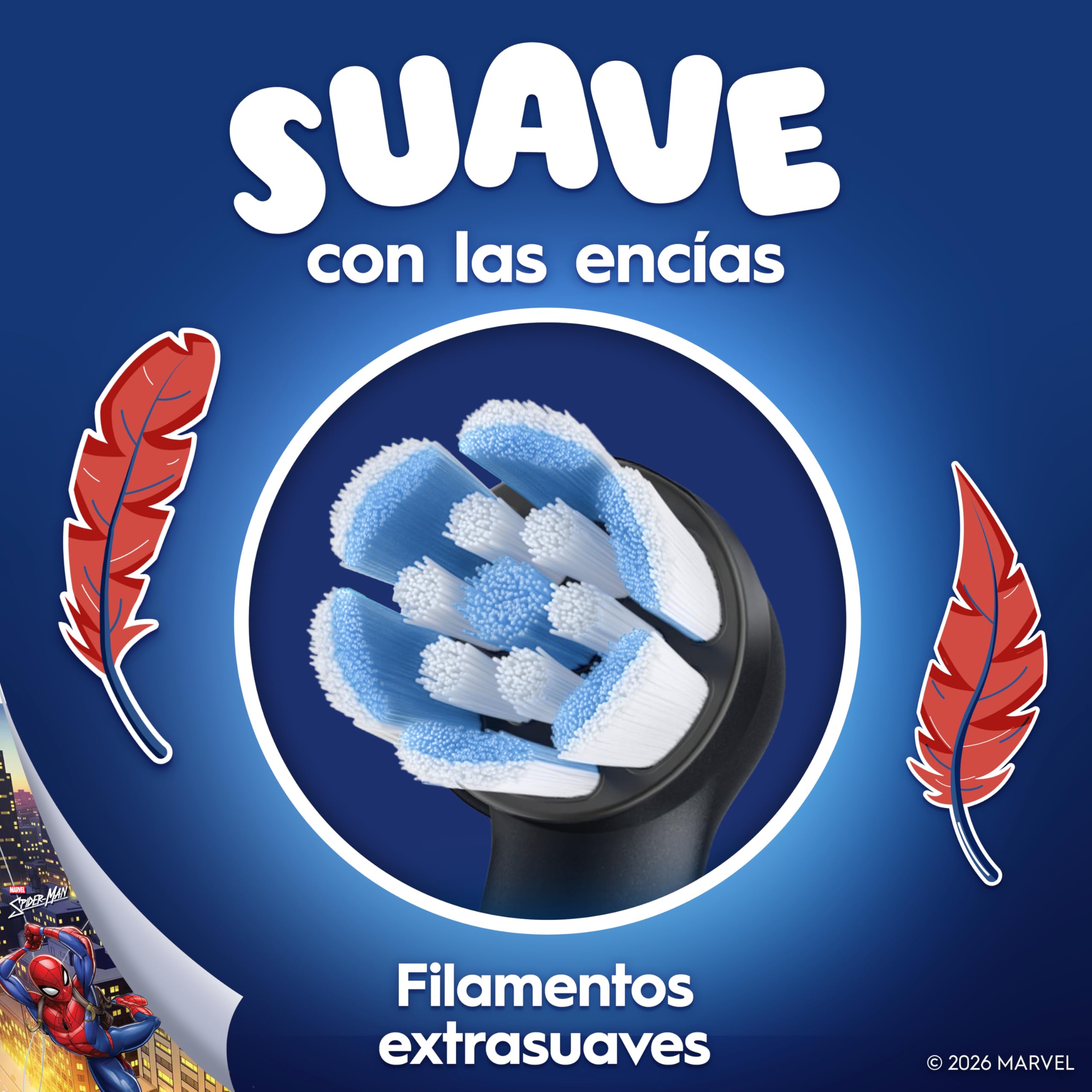 Oral-B iO Kids Marvel Spiderman Cabezales de Recambio para Niños+6 Años, Pack de 8 - Recambios Originales para Cepillos de Dientes Eléctricos Oral-B iO Kids, Suave con Dientes y Encías Móviles | Cabezales de Recambio Originales para Cepillos de Dientes El
