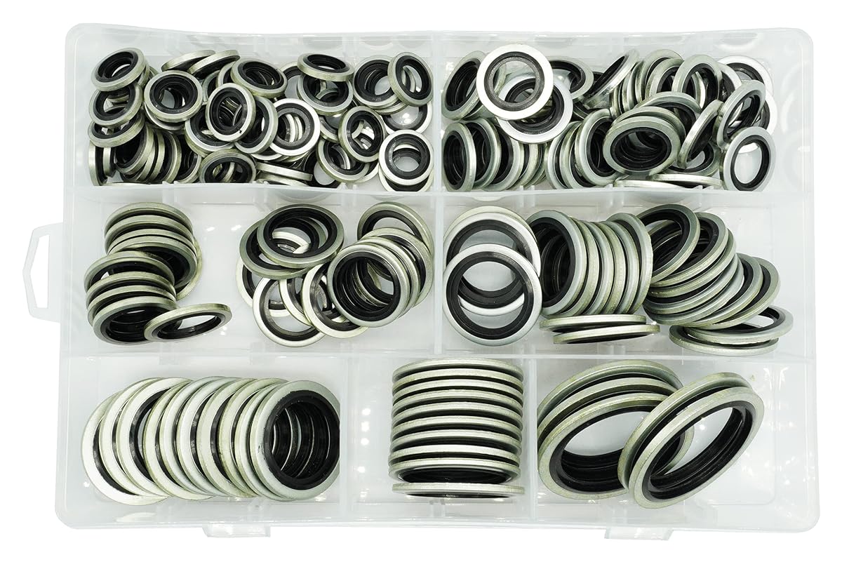 Dsnaduo 160Pcs, 7 Sizes BSP Dowty Self-Centered Bonded Seal Oil Washers Gasket