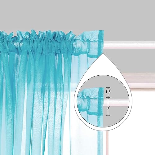 Miniatura 2 de Decoración de sirena para habitación de niñas, 2 paneles con bolsillo para barra, cortinas degradadas, decoración de habitación de sirena para