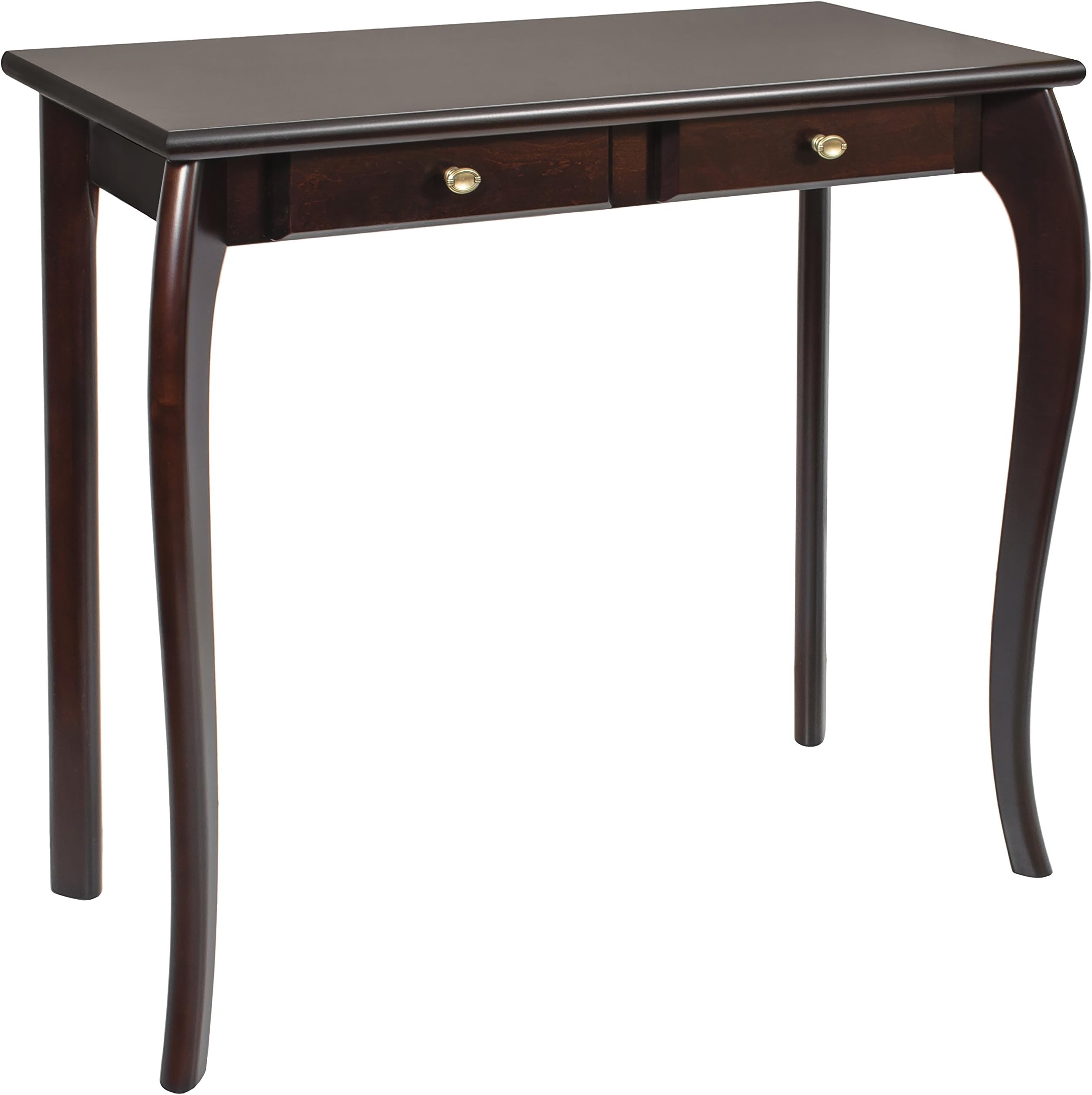 Dark Brown Hallway Console Table with 2 Drawers Made In Solid Alder