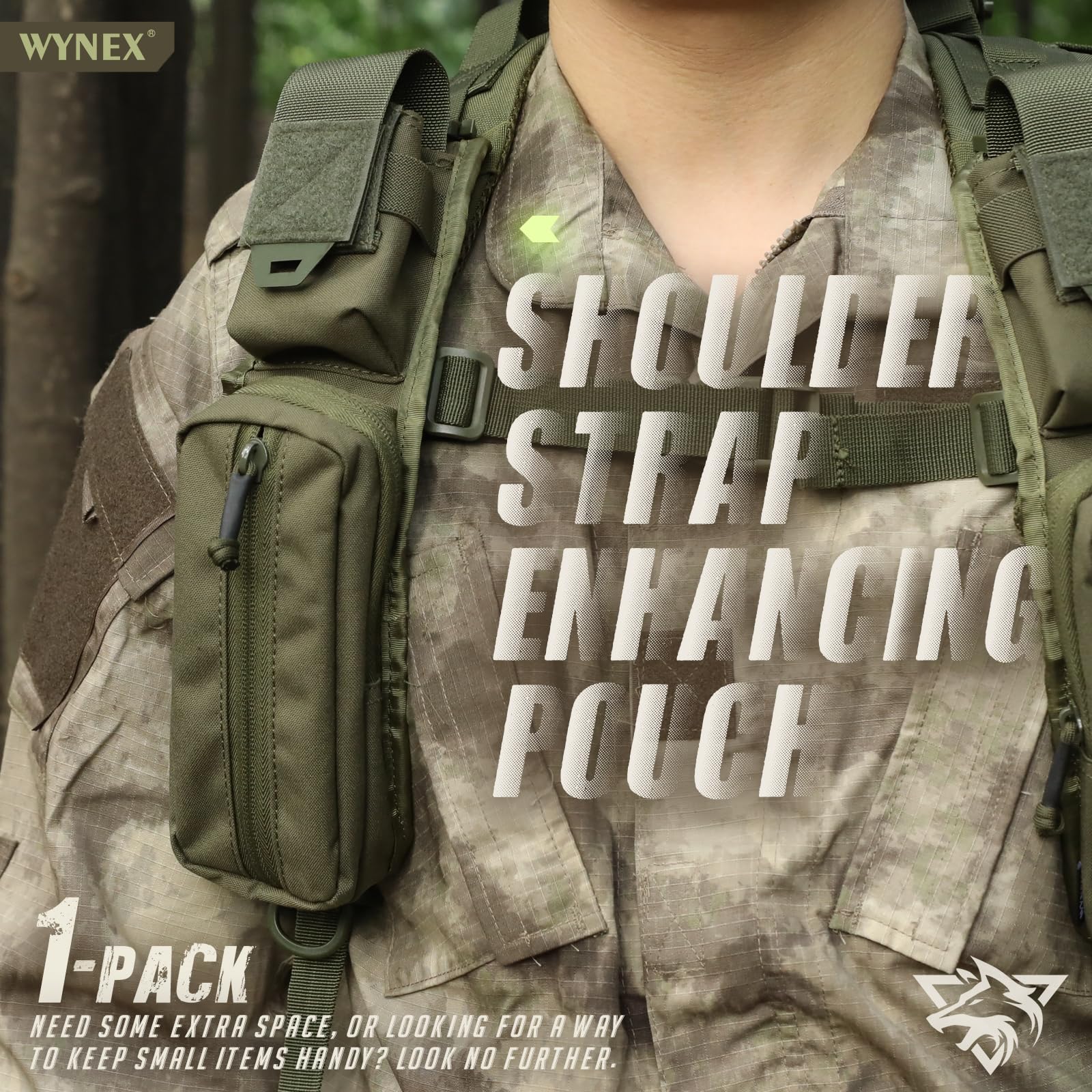 WYNEX Molle Accessories Pouch of Double Zipper Pocket Version, Backpack Strap Pouch Shoulder Strap Molle Attachment Tactical Accessories Bag Shoulder Starps Zipper Pocket Additional Phone Holder