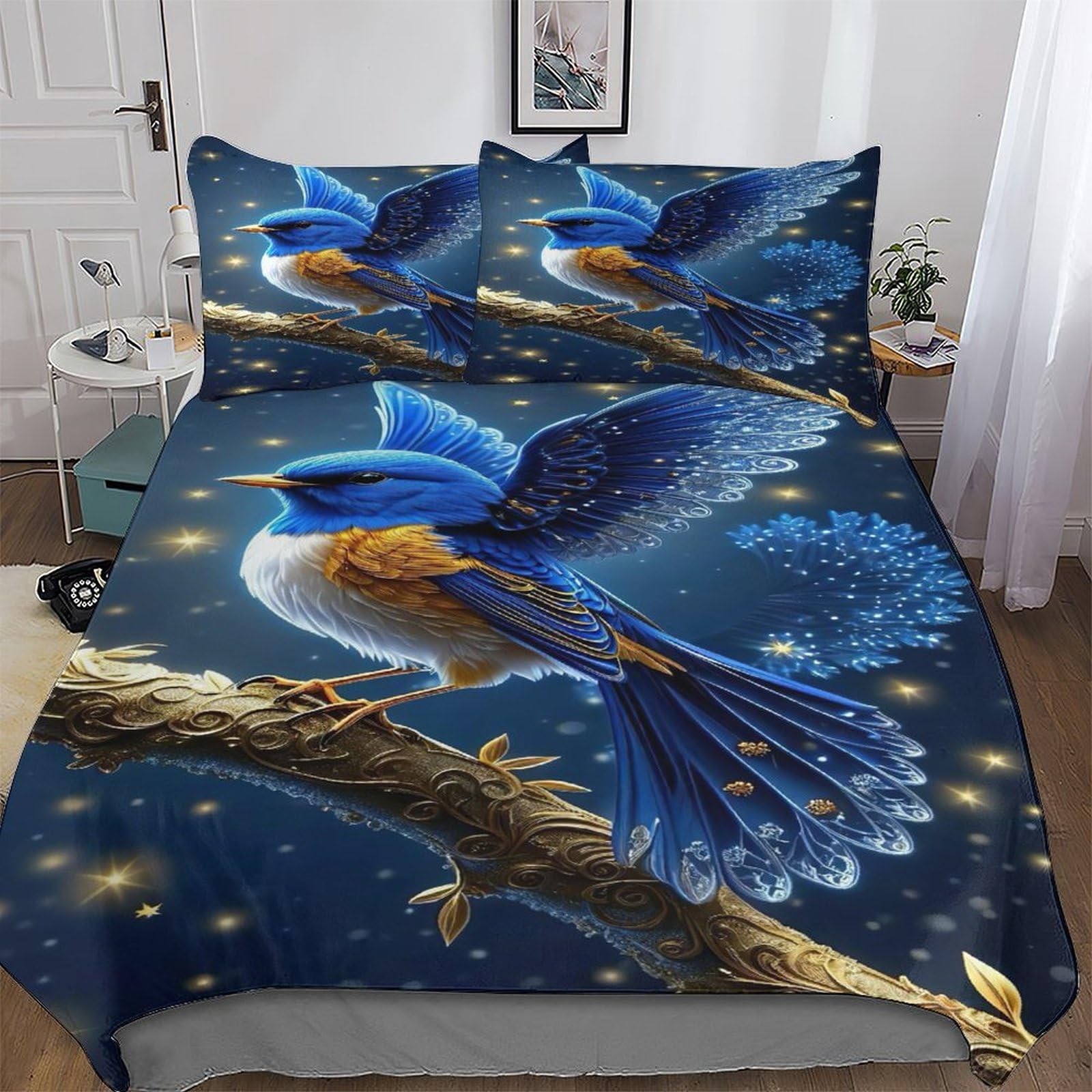 Housse de couette oiseau 220x240cm pour une chambre d'enfant ou d'adulte cocooning