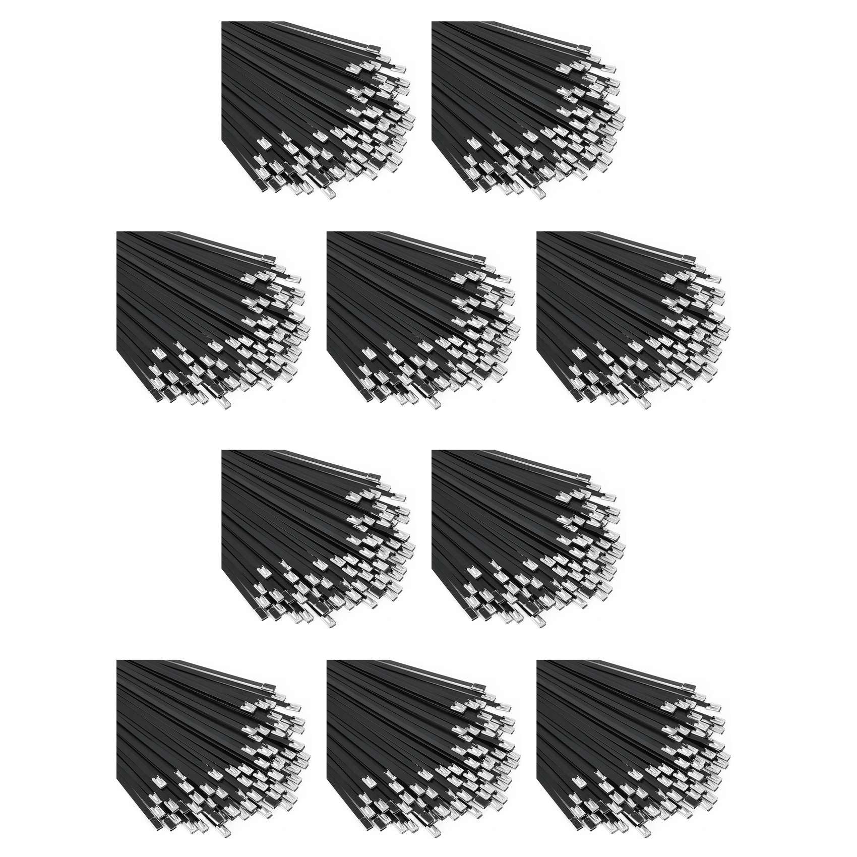 Jnchdghwa Black Metal Zip Ties 1000Pcs 11.8 Inch 304 Stainless Steel Epoxy Coated Cable Tie For Machinery, Vehicles, Farms, Cables