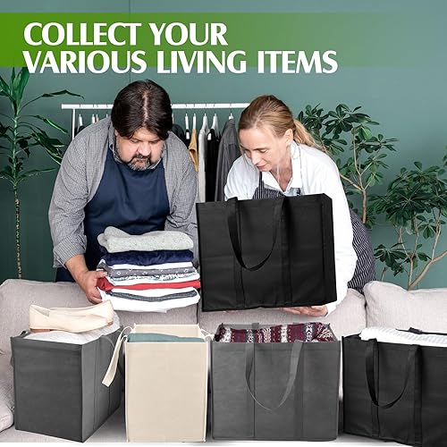 Miniatura 6 de Hillban Paquete de 30 bolsas de comestibles reutilizables a granel, bolsas de compras grandes, lavables, plegables, resistentes, bolsas de