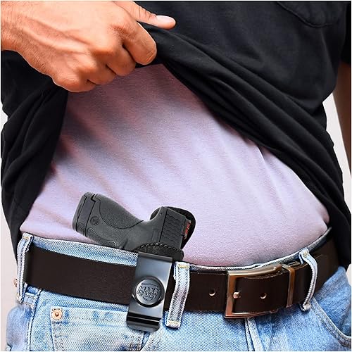 Miniatura 10 de PH - Funda de cuero genuino para pistola S&W Shield, funda táctica de cuero Iwb, funda de piel oculta de cuero, cómoda apéndice de transporte