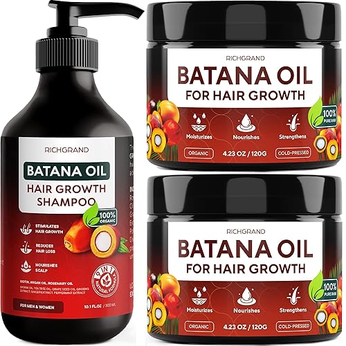 Batana Oil Hair Growth Bundle - Aceite de batana 100% orgánico y champú para el crecimiento del cabello - Tratamiento natural para el cabello crudo