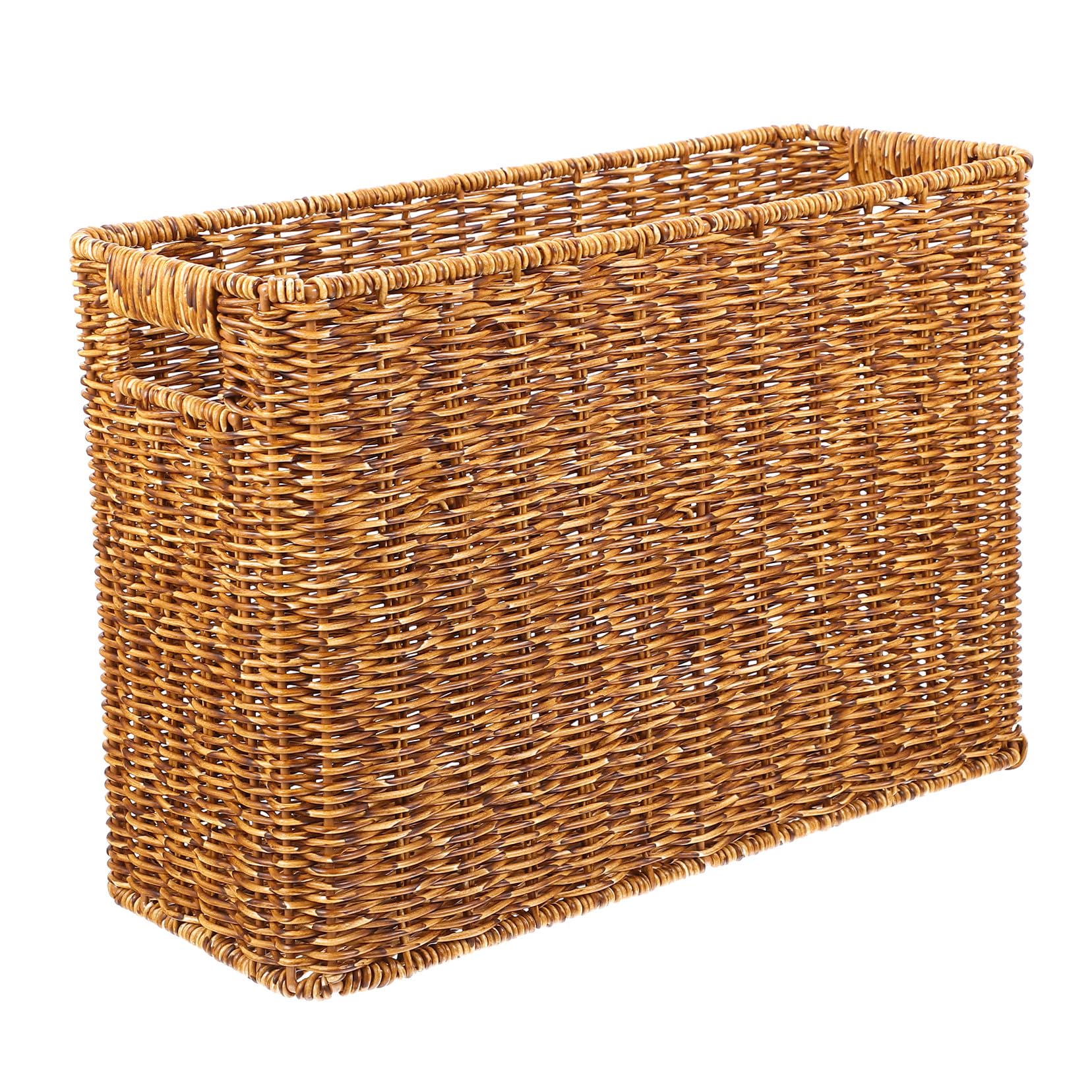 Panier à magazines en rotin naturel au tressage rectangulaire solide