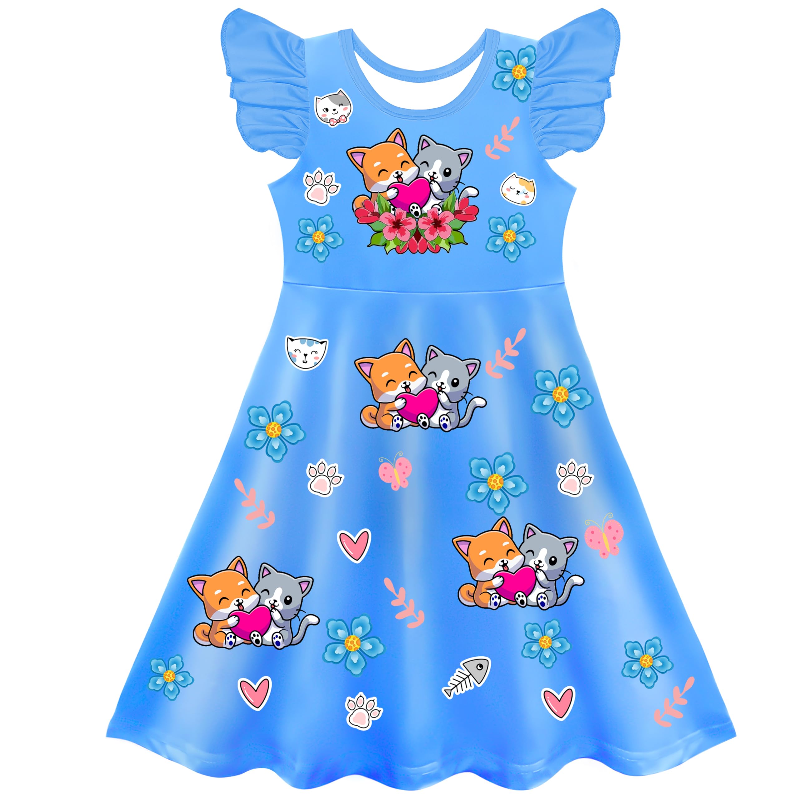 Little Girls Cartoon Dress Toddler Kids Cute Character Costume Outfit Ruffle Sleeve Summer Clothes