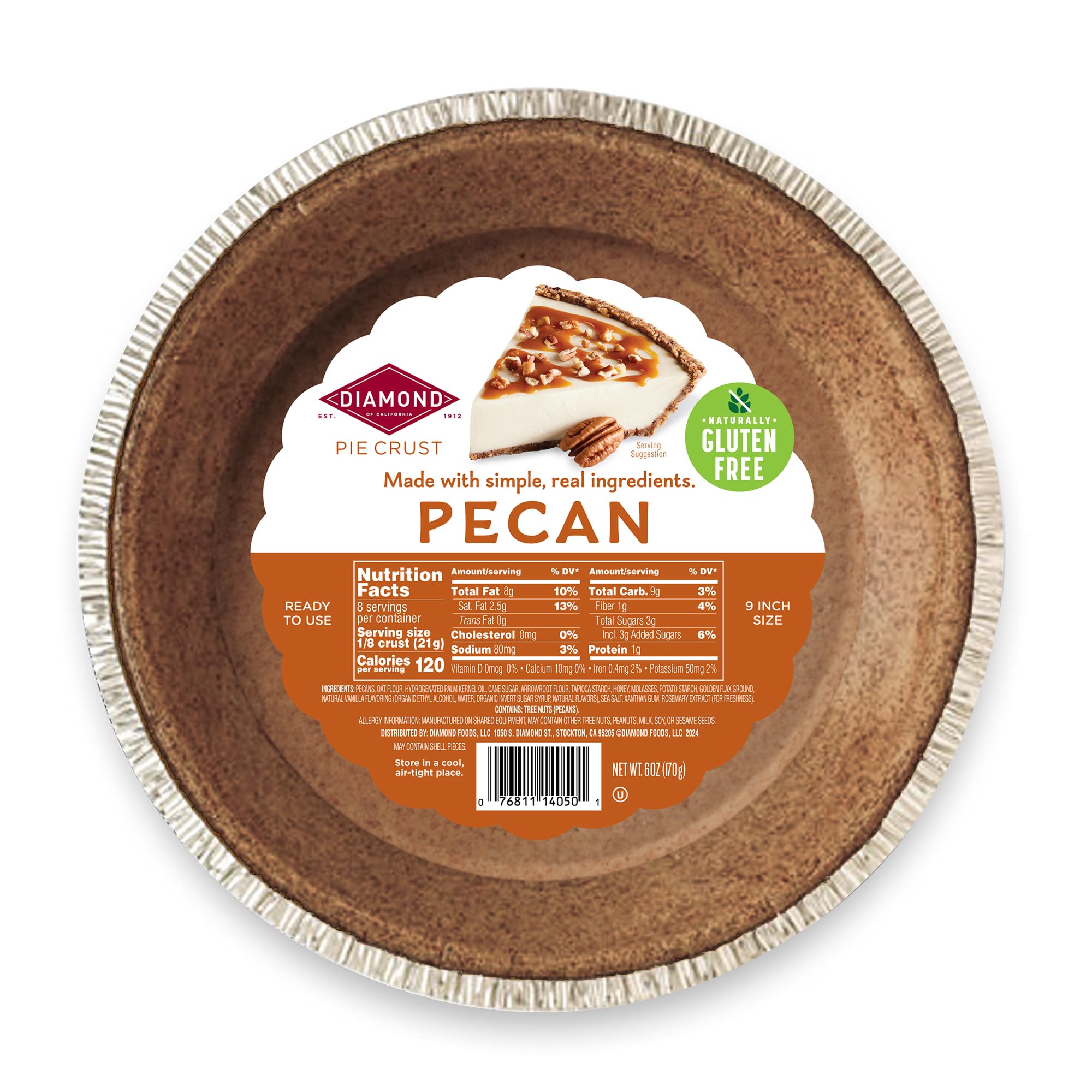 Diamond of California Pie Crust, Pecan, 6 oz (Pack of 12)