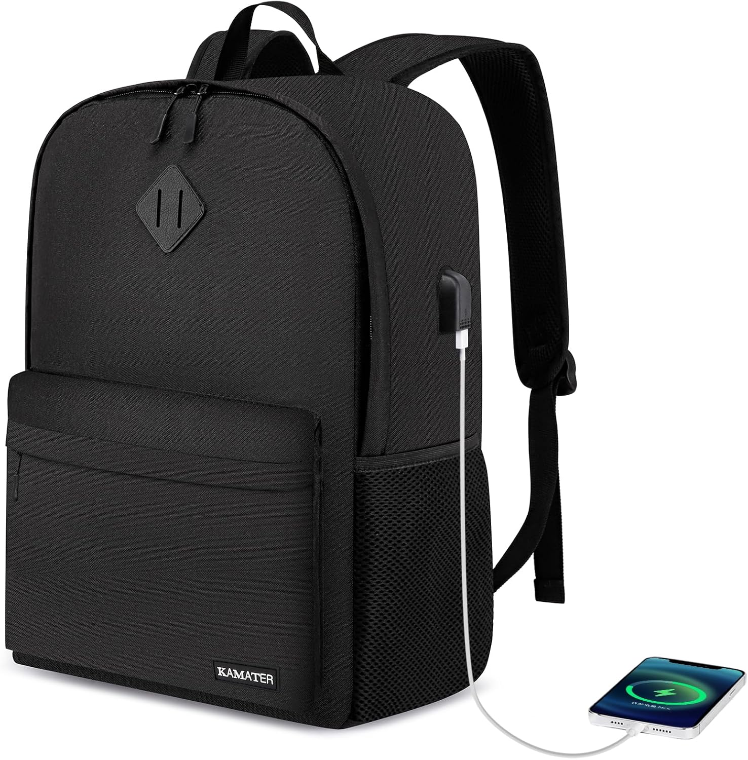 Sturdy High School & College Backpack - 17.3 Inch Large Laptop Bookbag with Compartments | Water Resistant Computer Backpack for Men Women Teens Boys & Girls, Black