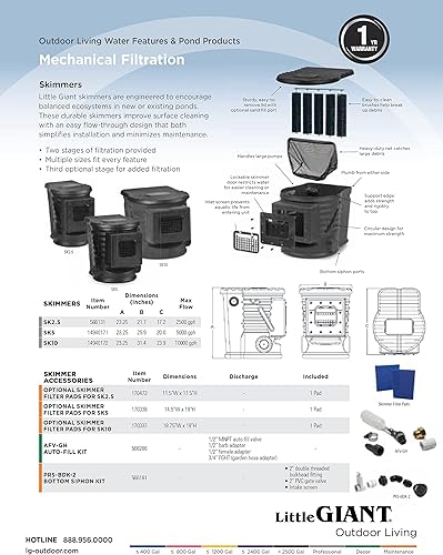 Miniatura 5 de Little Giant SK2.5 - Desnatador de estanque de 2500 galones por hora, negro 566131