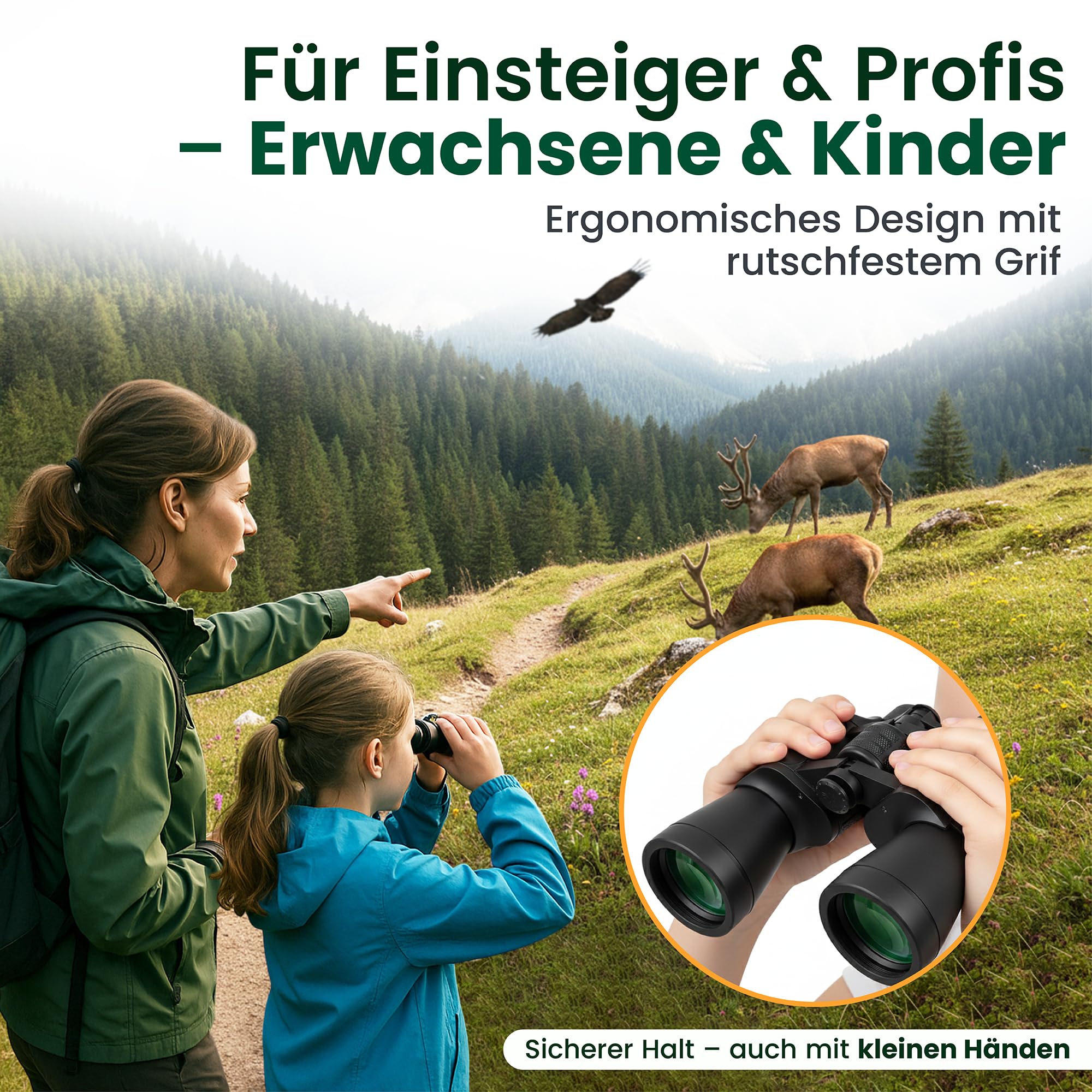 Fernglas – 20x50, Outdoor Fernglas wasserdicht für Erwachsene & Kids