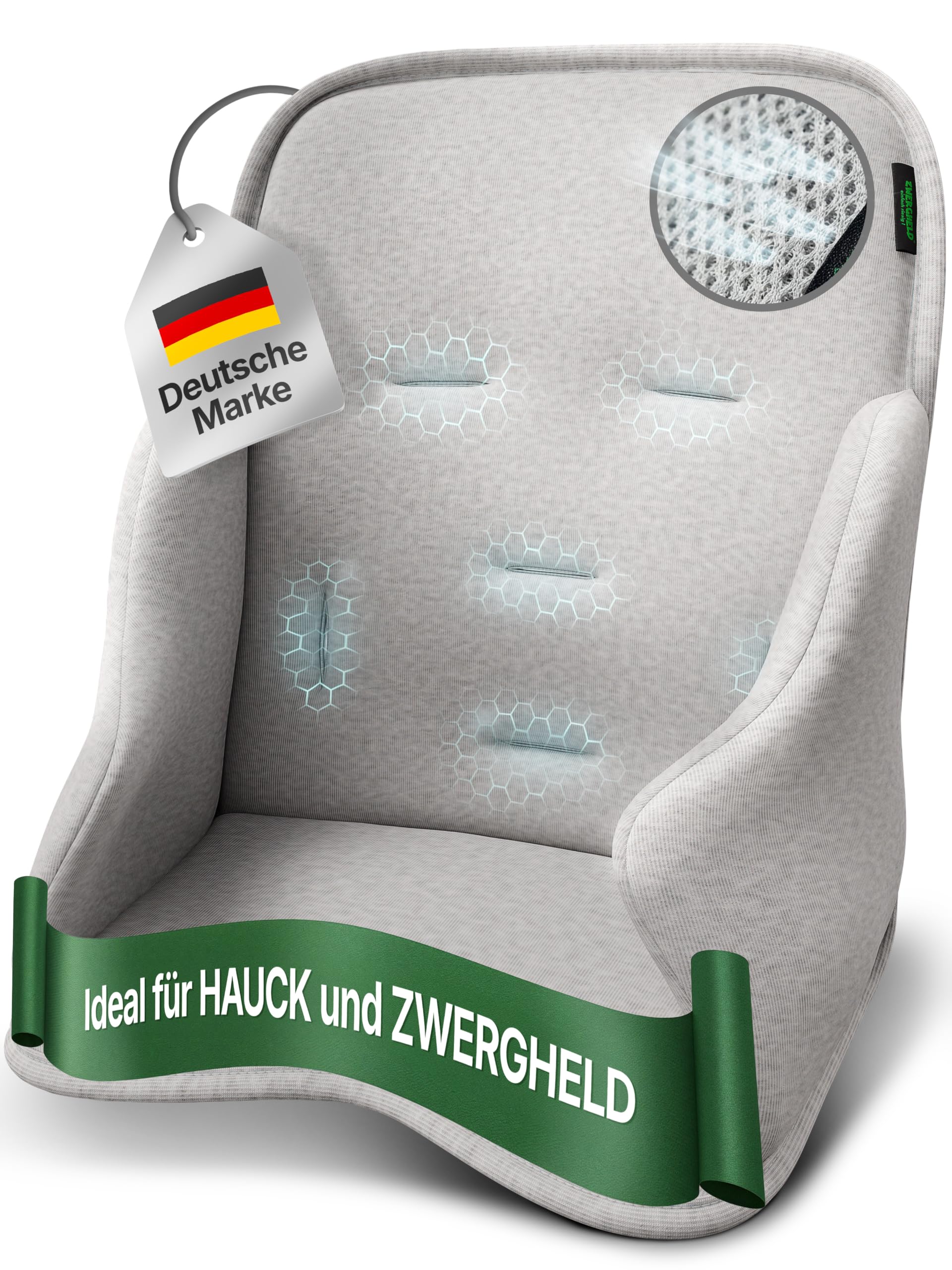 GripSeat Sitzverkleinerer für Babys ab 6 Monaten, kompatibel mit Hauck Alpha+, Beta+, ZS3, ZS4, mit stabilisierten Seiten (light-grey)