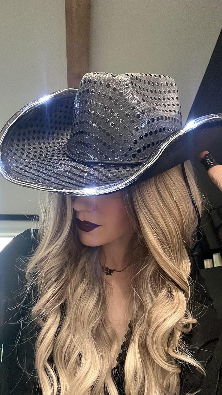 Wedding Light Up Cowboy Hat Led Cowboy Hat Lights Cowboy Cowgirl Hat for Wedding Western Bachelorette Party(6-20PCS)