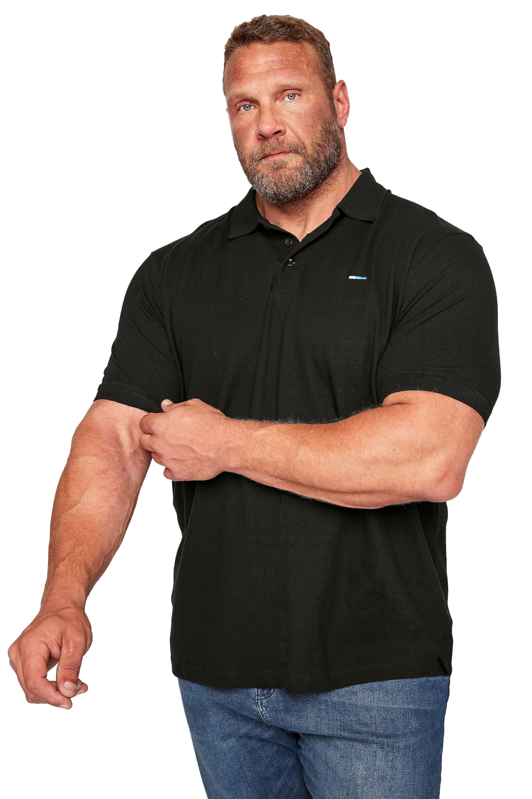 Badrhino Men's Black Big & Tall Core Polo Shirt - Plus Size Curve