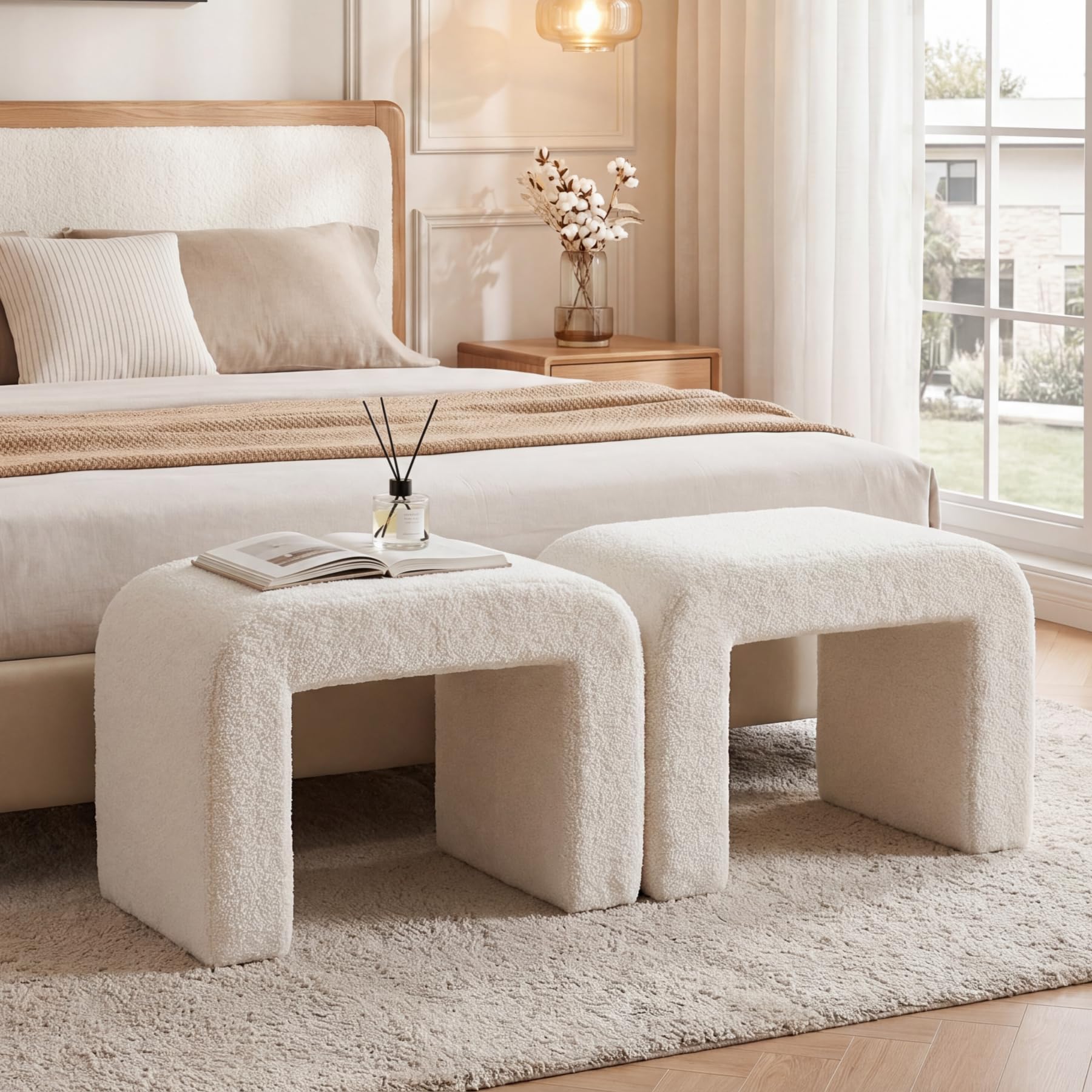 Amazon.com: Tribesigns Set of 2 Modern Vanity Stool, Sherpa
