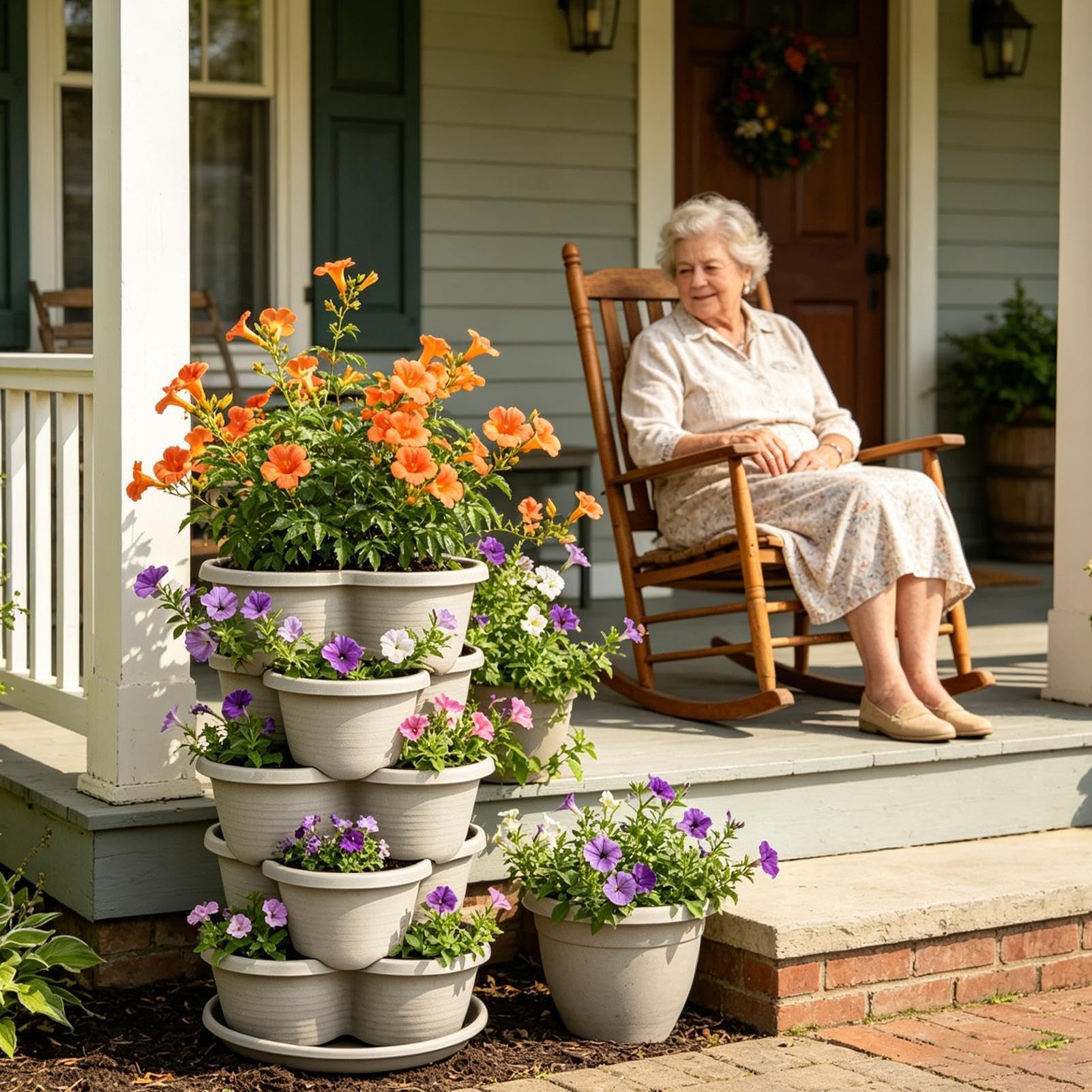 Fioriere Impilabili 5 Pezzi Vaso Rialzato Impilabile Modulare | Torre Verticale per Fragole per Patio, Balcone, Giardino, Casa, Interno ed Esterno, Fiori e Verdure