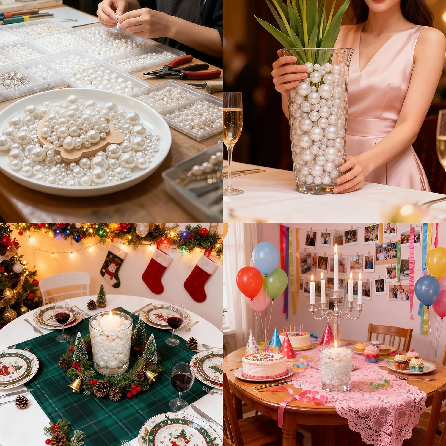 260Pcs White Vase Filler Beads for Centerpieces,No Hole Faux Pearl 8/14/20mm,for Vase Filling Decorations,Candle,Wedding,Home Party Decoration etc. - Image 3