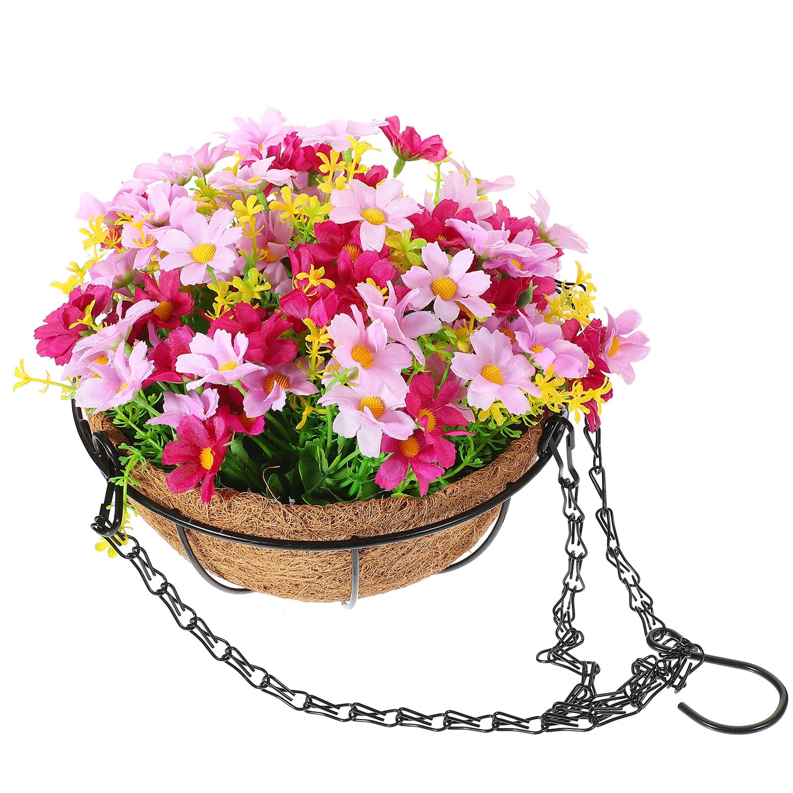 Panier suspendu de fleurs artificielles et roses déco pour jardin