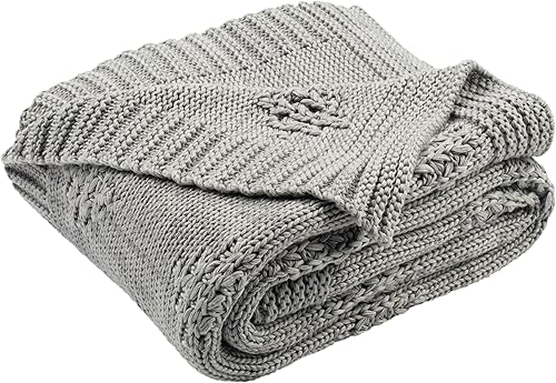 SAFAVIEH Manta acogedora de punto, gris medio/gris claro