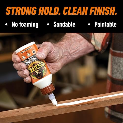 Miniatura 10 de Gorilla Pegamento para madera, proyectos de carpintería para interiores y exteriores, pintable, lijable, resistente a la humedad, sujeción