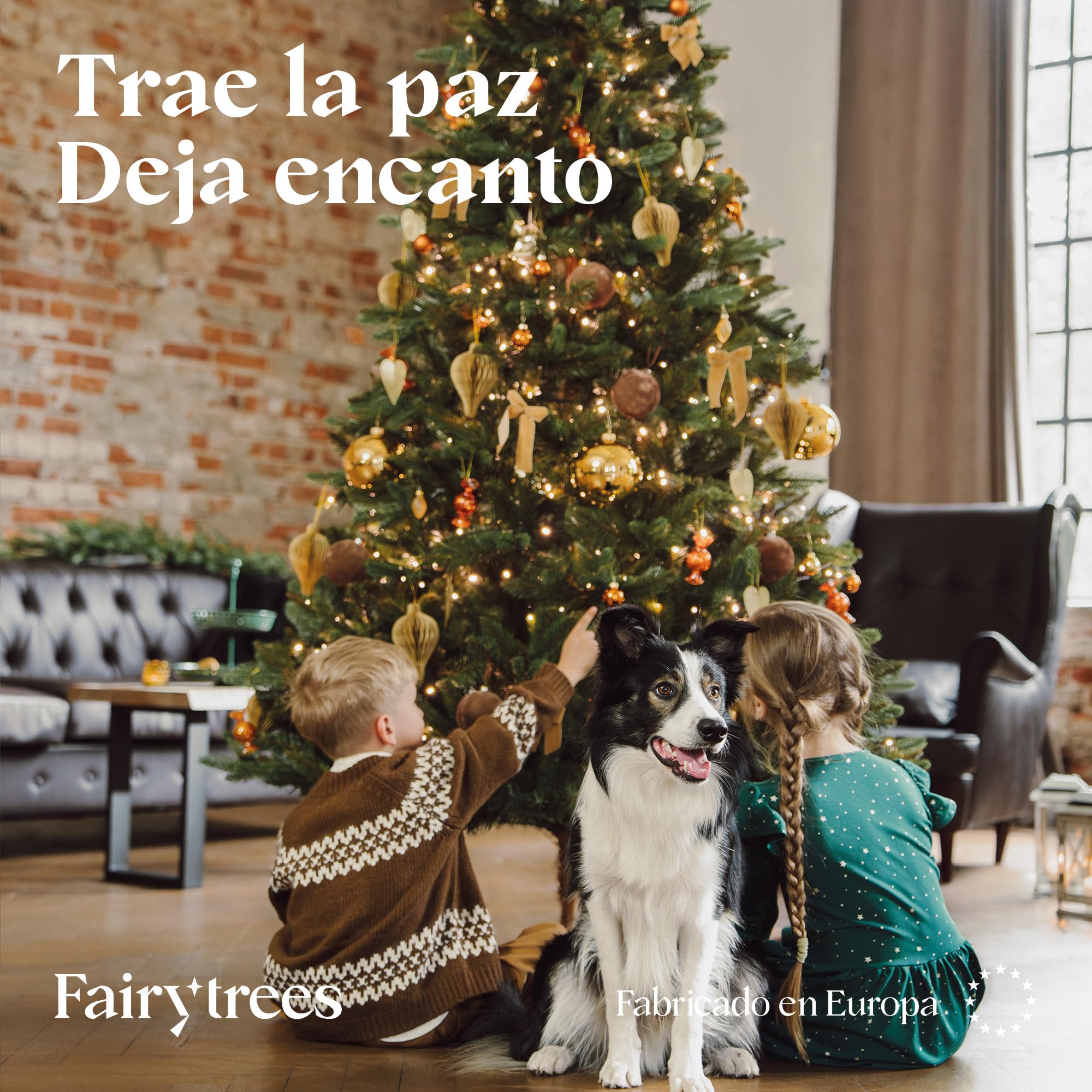 FAIRYTREES Árbol de Navidad, Nordmann Premium 180cm, Hecho en la UE, Árbol Artificial Navideño, Árbol de Navidad con Mezcla de Dos Materiales, Árbol con Soporte de Madera de