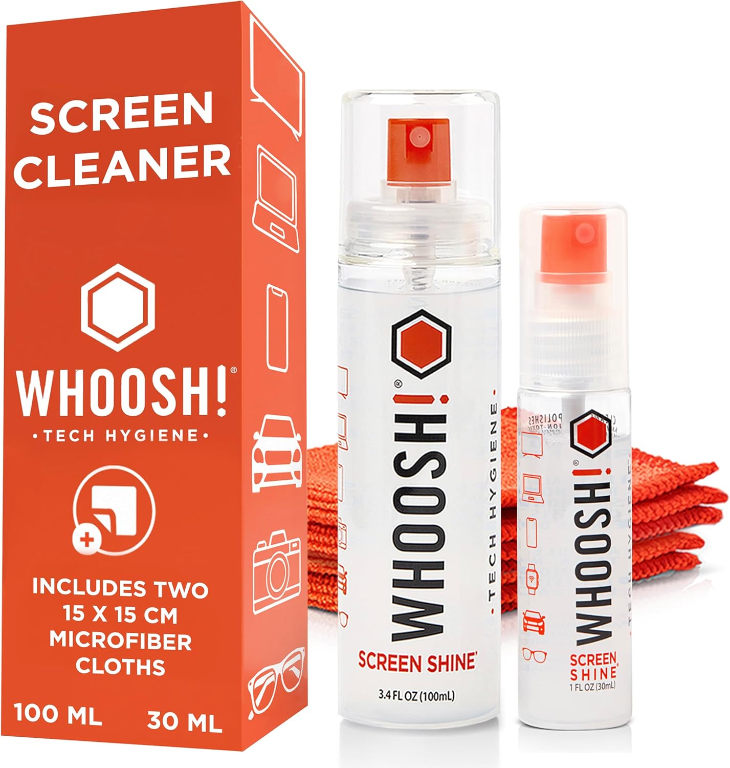 ¡GUAU! Limpiador de pantalla móvil Duo XL para iPhone, gafas y MacBook – 30 ml + 100 ml con paños de microfibra – Limpiador de pantalla táctil sin fugas Elimina huellas dactilares y manchas – Ideal para el hogar y los viajes