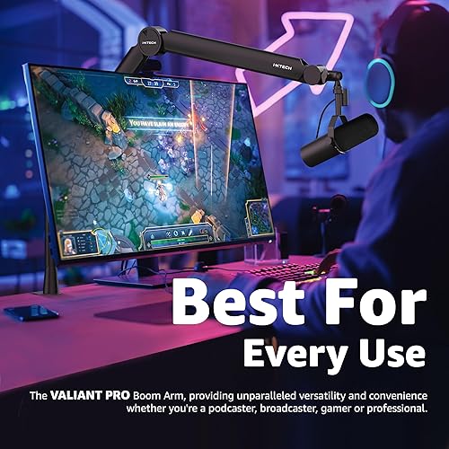 Miniatura 3 de IXTECH Brazo de brazo de micrófono giratorio de 360 con soporte de escritorio, totalmente ajustable, para podcast, video, juegos, radio, grabación