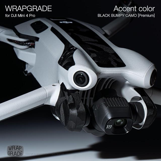Foto 6 de 6 de Wrapgrade Skin Compatible con DJI Mini 4 Pro - Accent Color (Black Bumpy Camo)
