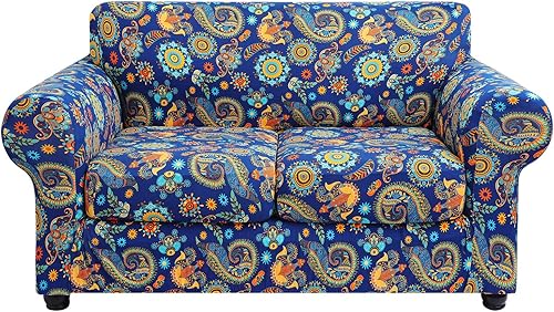 Miniatura 9 de hyha Fundas para sofá, fundas para sillasofá, diseño floral, elásticas, estampadas, 2 piezas, funda para sillón, funda de cojín separada para sofá,